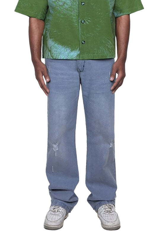LIGHT BLUE SCRUBBED DENIMS